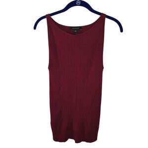 Ann Taylor Burgundy Sleeveless Ribbed Sweater Tank Top Size Large NWT